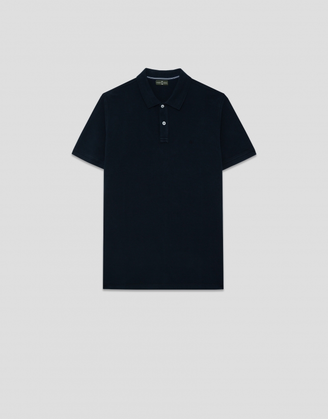 Polo piqué de manga corta azul marino