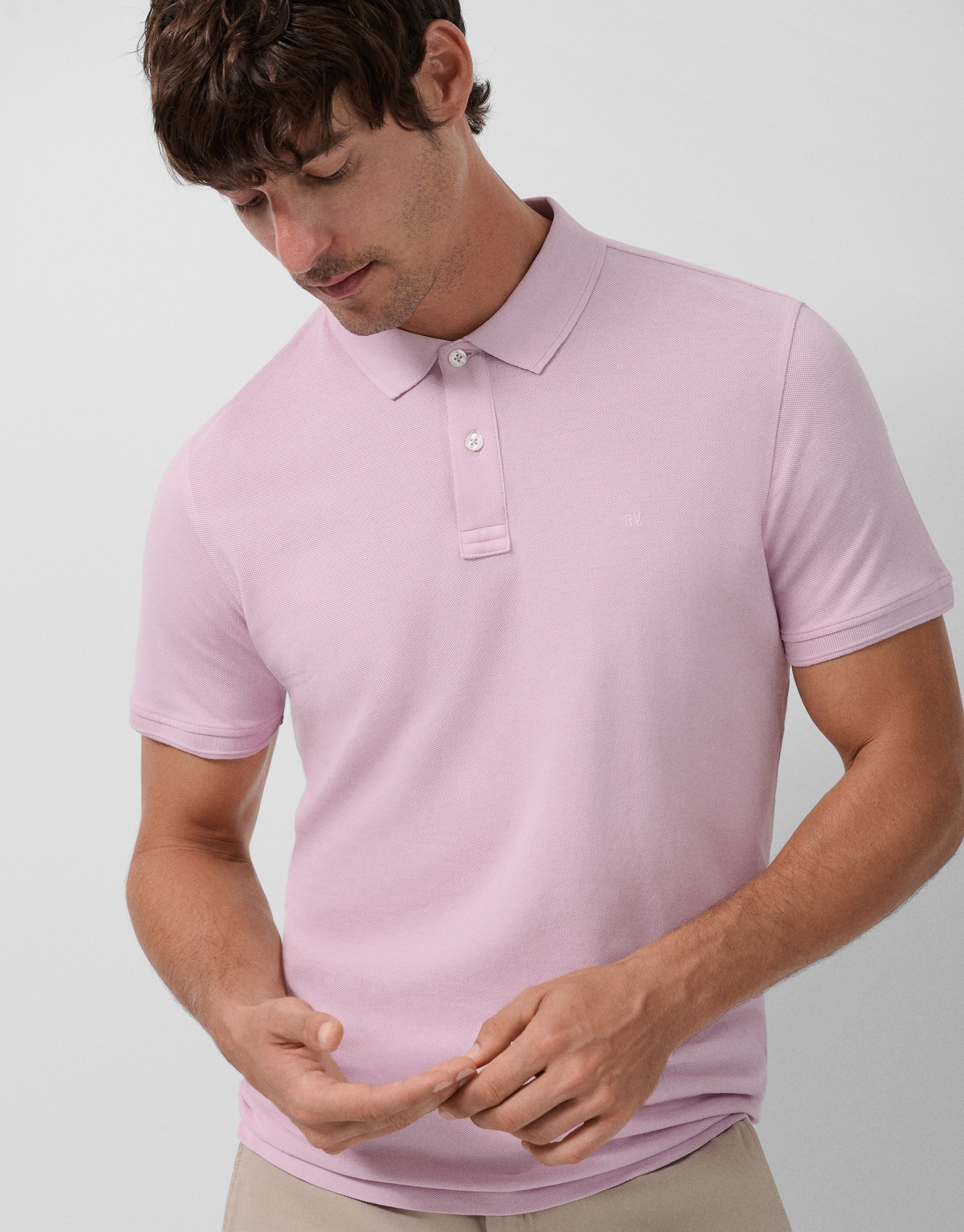 Polo piqué de manga corta malva claro