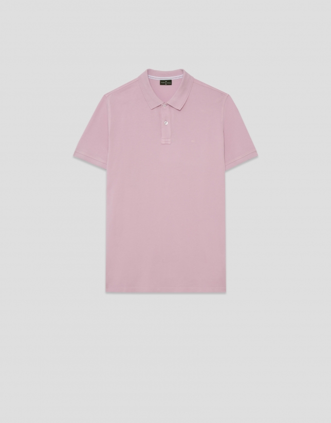 Polo piqué de manga corta malva claro