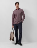 Polo manga larga jacquard ciruela/rosa/blanco