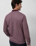 Polo manga larga jacquard ciruela/rosa/blanco
