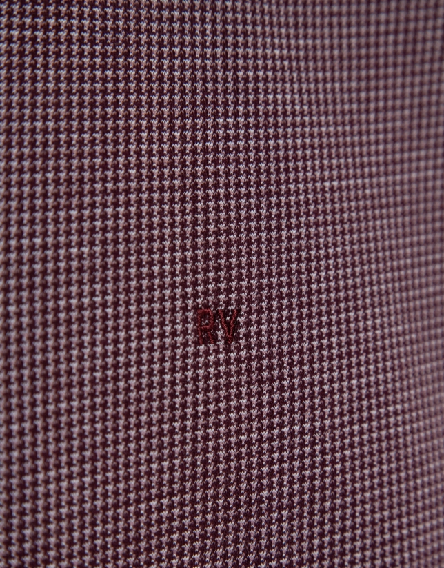 Polo manga larga jacquard ciruela/rosa/blanco