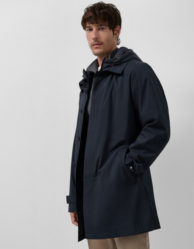 Gabardina con pechera desmontable marino