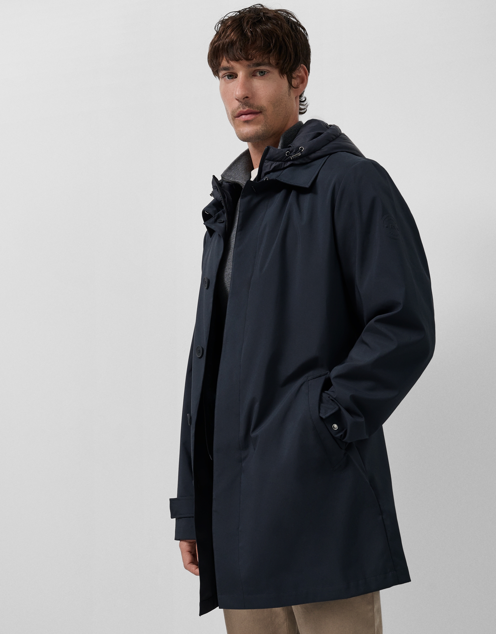 Gabardina con pechera desmontable marino