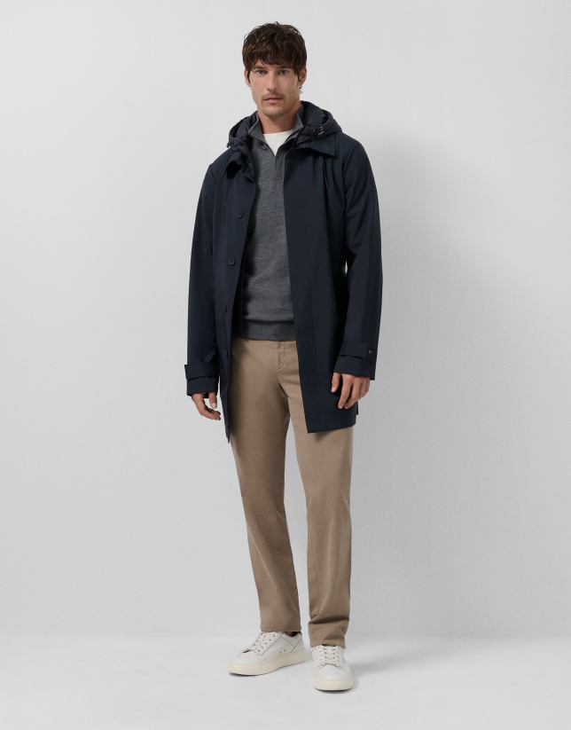 Gabardina con pechera desmontable marino
