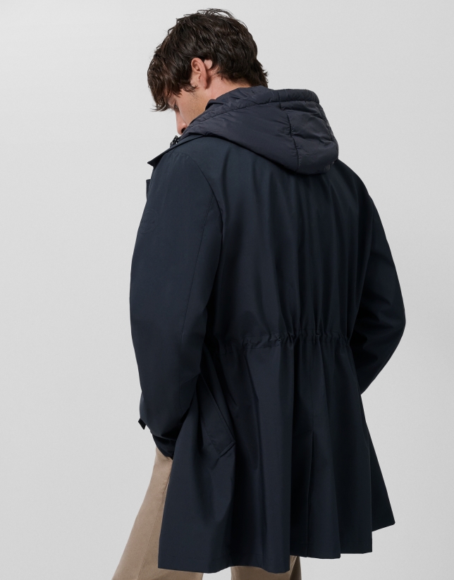 Gabardina con pechera desmontable marino