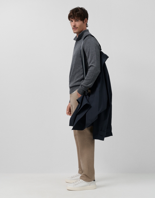 Gabardina con pechera desmontable marino