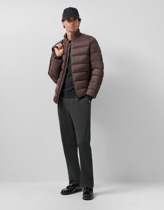 Brown padded technical jacket