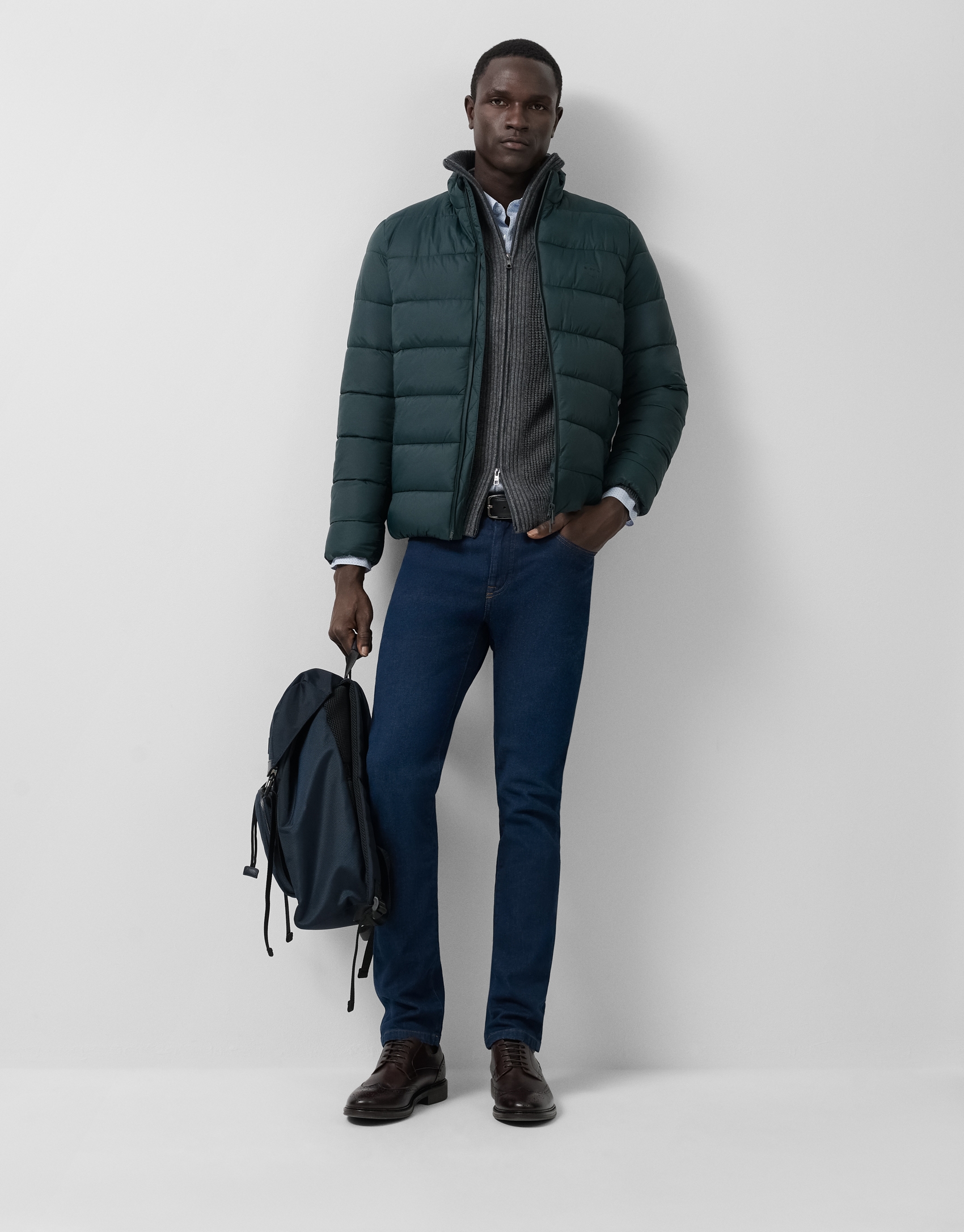 Dark green padded technical jacket