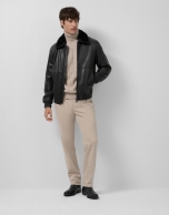 Black leather aviator jacket