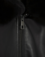 Black leather aviator jacket
