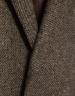 Tan wool twill blazer with elbow patches