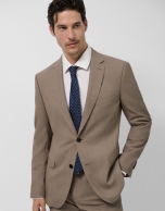 Slim fit half canvas suit, fake plain tan