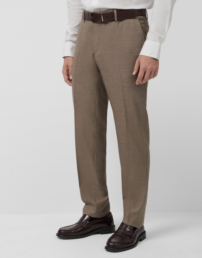 Slim fit half canvas suit, fake plain tan