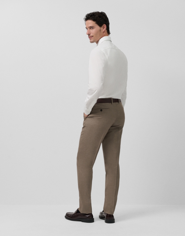 Slim fit half canvas suit, fake plain tan