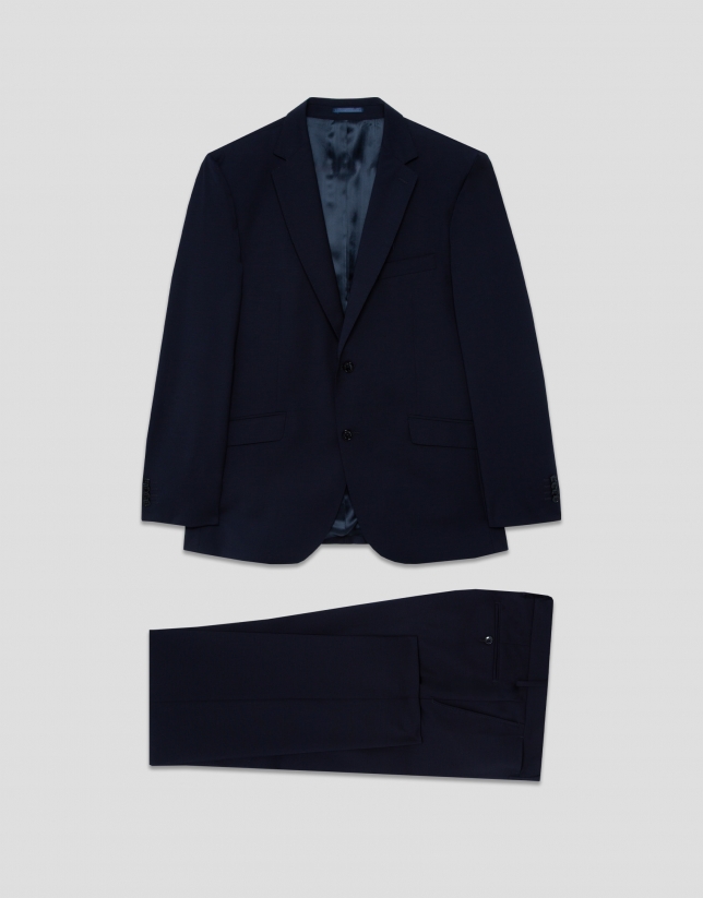 Dark blue regular fit half canvas suit