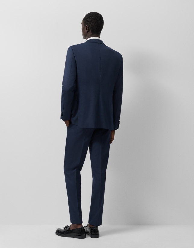Regular fit dark blue half canvas suit
