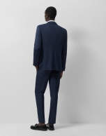 Regular fit dark blue half canvas suit