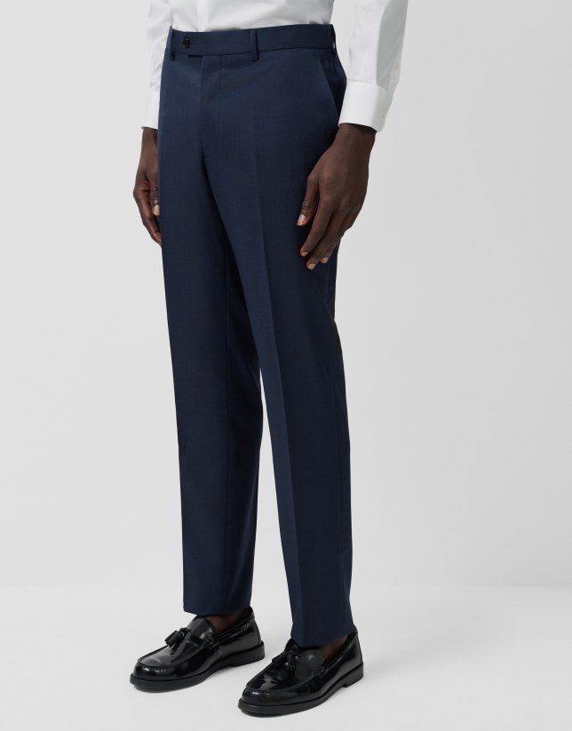 Dark blue regular fit half canvas suit