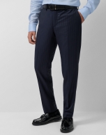 Navy pinstriped virgin wool half-canvas suit