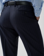 Navy pinstriped virgin wool half-canvas suit