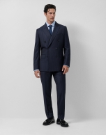 Navy pinstriped virgin wool half-canvas suit