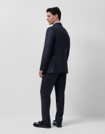 Navy pinstriped virgin wool half-canvas suit