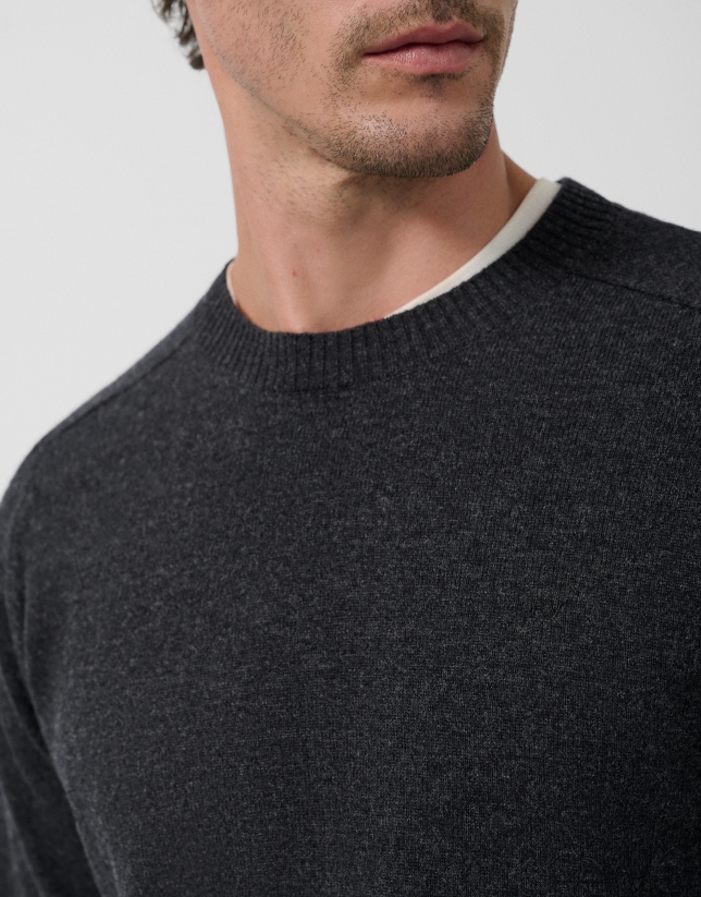 Jersey lana/cashmere gris oscuro