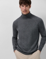 Jersey cuello cisne lana gris melange