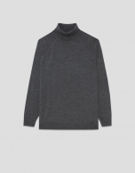 Grey melange wool turtleneck sweater