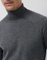 Jersey cuello cisne lana gris melange