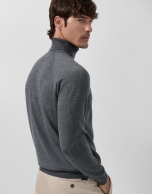 Jersey cuello cisne lana gris melange