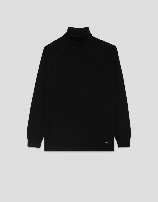 Jersey cuello cisne lana negro