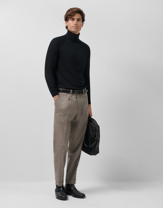 Black wool turtleneck sweater