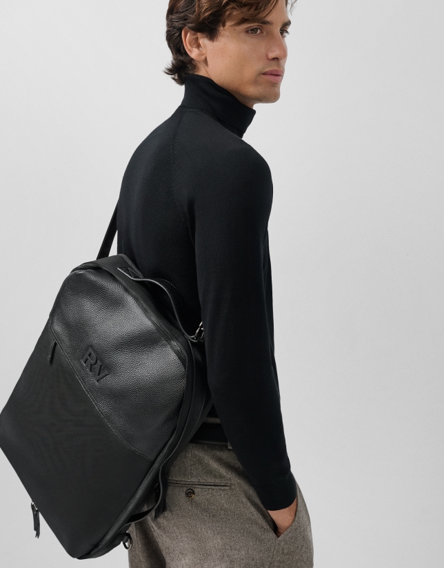 Black wool turtleneck sweater
