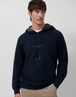 Sudadera con capucha lana/algodón marino