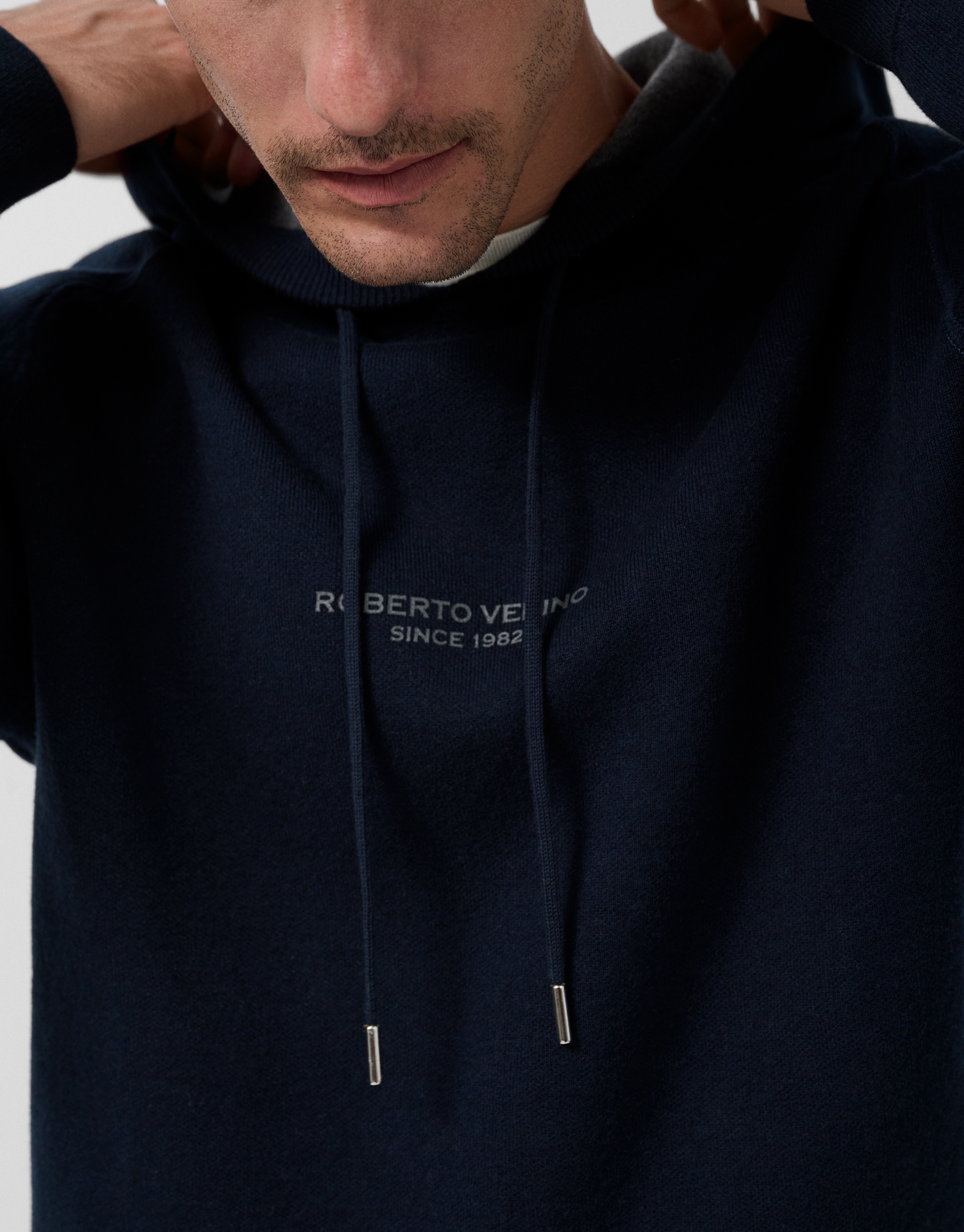 Navy wool/cotton hoodie