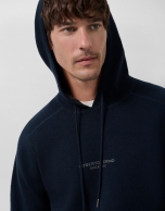 Sudadera con capucha lana/algodón marino