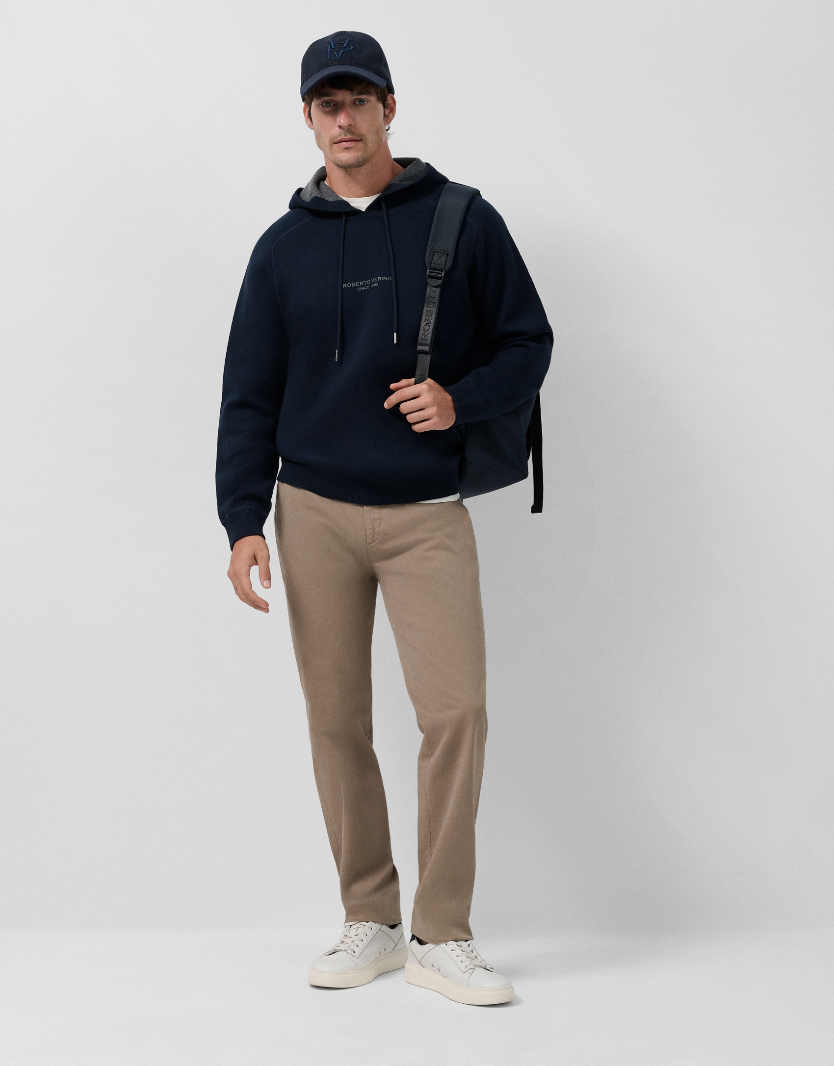 Navy wool/cotton hoodie