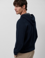 Sudadera con capucha lana/algodón marino