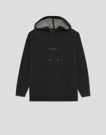 Sudadera con capucha lana/algodón gris melange oscuro