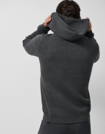 Sudadera con capucha lana/algodón gris melange oscuro