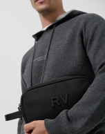 Dark grey melange wool/cotton hoodie