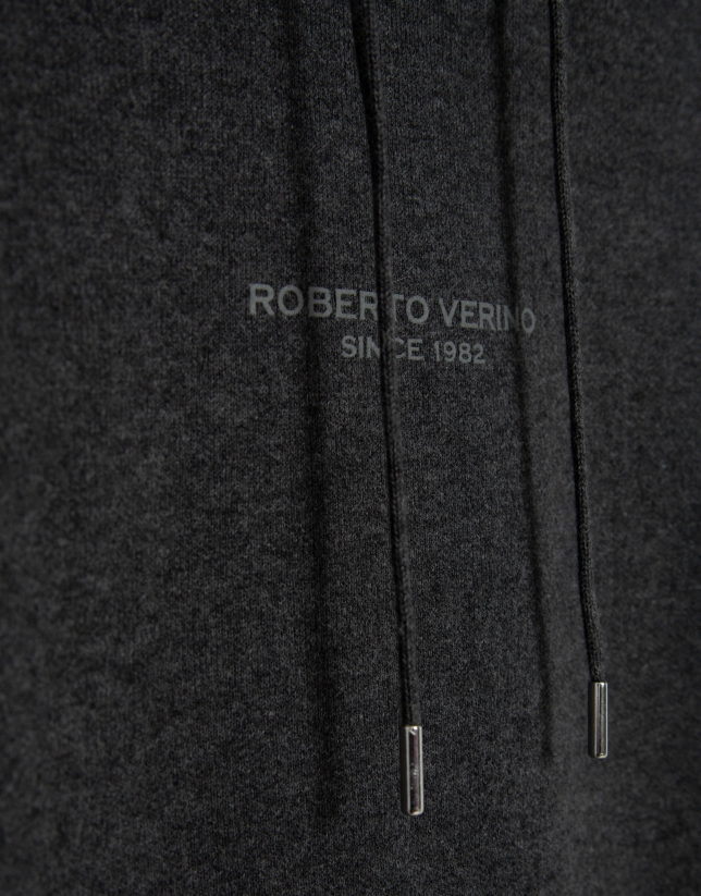 Dark grey melange wool/cotton hoodie
