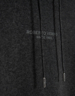 Dark grey melange wool/cotton hoodie