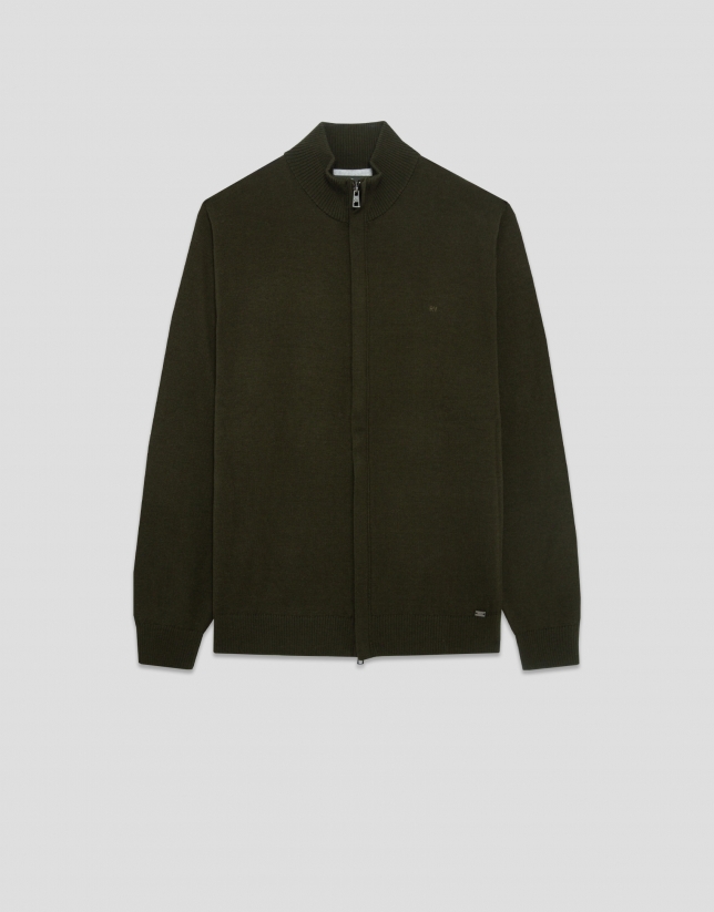 Plain khaki zip-up jacket