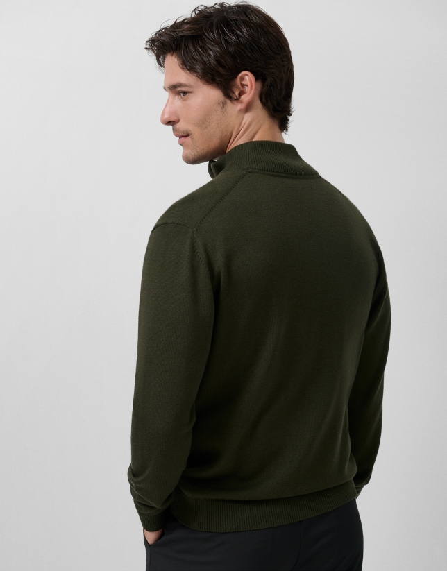 Plain khaki zip-up jacket