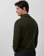 Chaqueta cremallera lisa color caqui