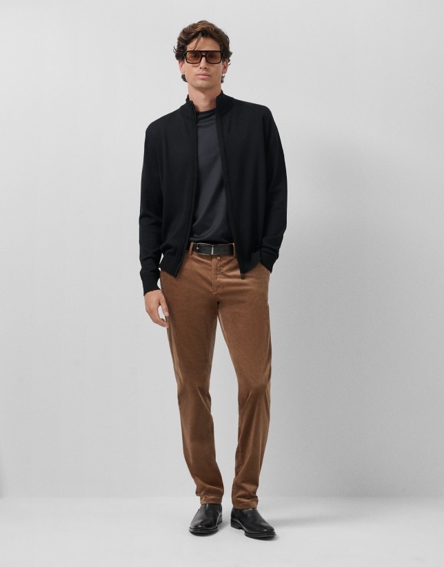Plain black zipper jacket