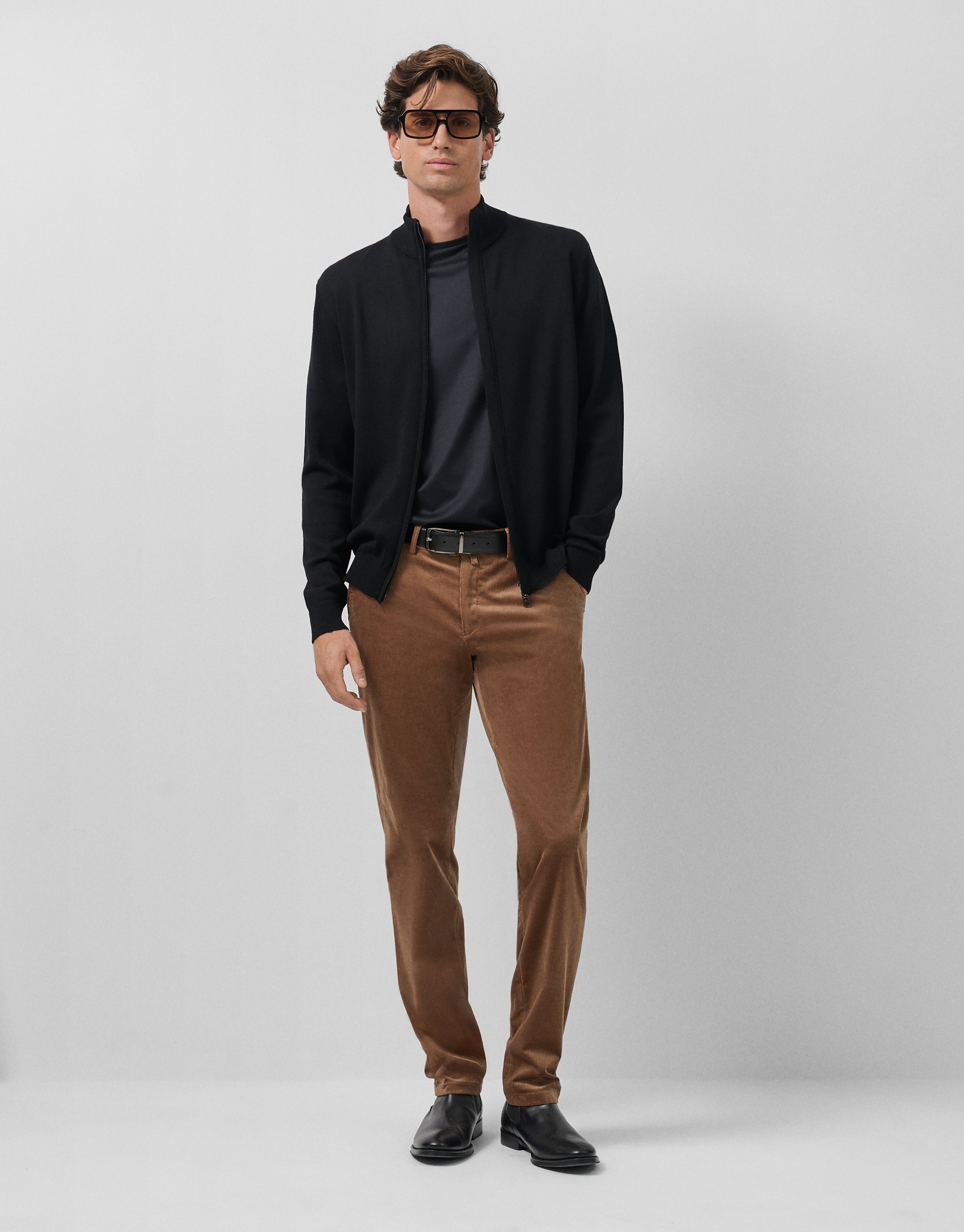 Plain black zipper jacket